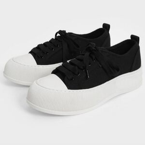 Charles & Keith Black and White Platform Shoes 8